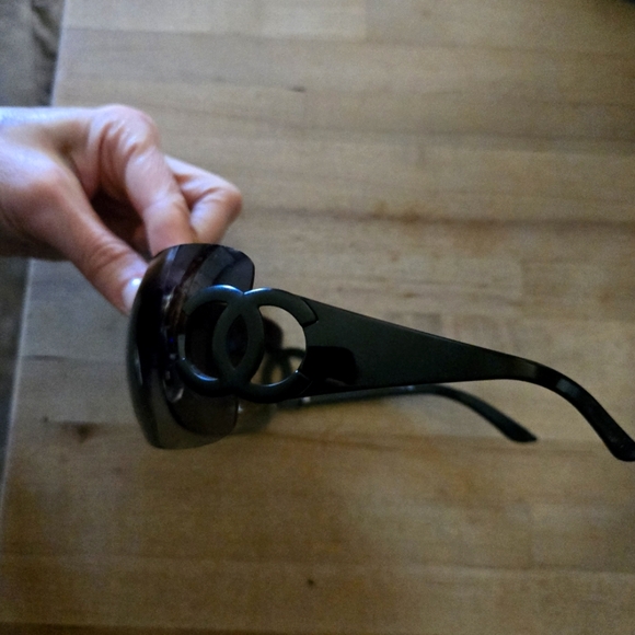 Chanel CC vintage shield sunglasses black gradient - Picture 3 of 11